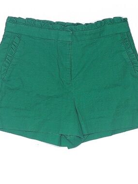 J. Crew Green Ruffle Trim Bermuda Shorts
